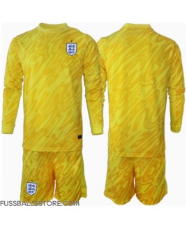 Günstige England Torwart Auswärts Trikotsatzt Kinder EM 2024 Langarm (+ Kurze Hosen)
